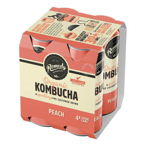 Remedy Kombucha Multi Pack - Peach (4 X 250Ml)