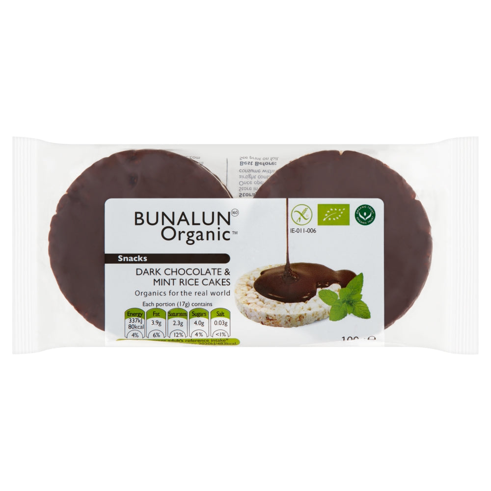 Bunalun Organic Dark Chocolate & Mint Rice Cakes 100G
