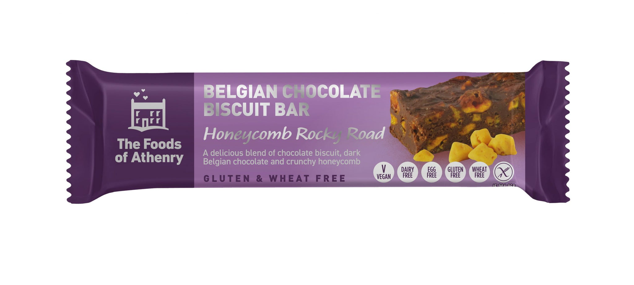 Foods Of Athenry Belgian Chocolate Biscuit Bar - Honeycomb Rocky Road 55G
