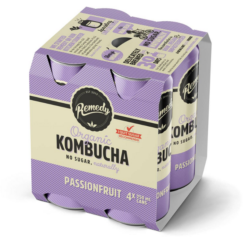 Remedy Kombucha Multi Pack - Passionfruit (4 X 250Ml)