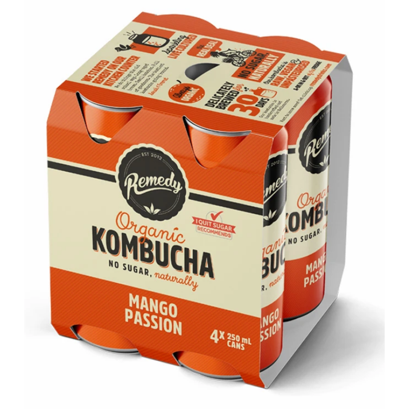 Remedy Kombucha Multi Pack - Mango Passion (4 X 250Ml)