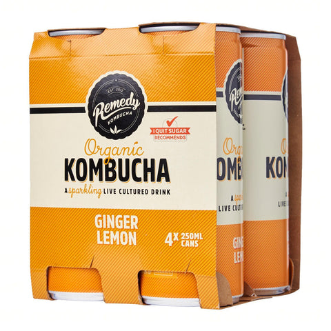 Remedy Kombucha Multi Pack - Ginger & Lemon (4 X 250Ml)